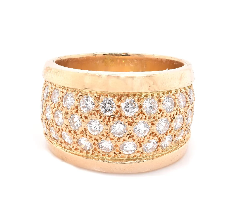 Elegant engagement rings with accent diamonds-14 Karat Yellow Gold Wide Diamond Cigar Band