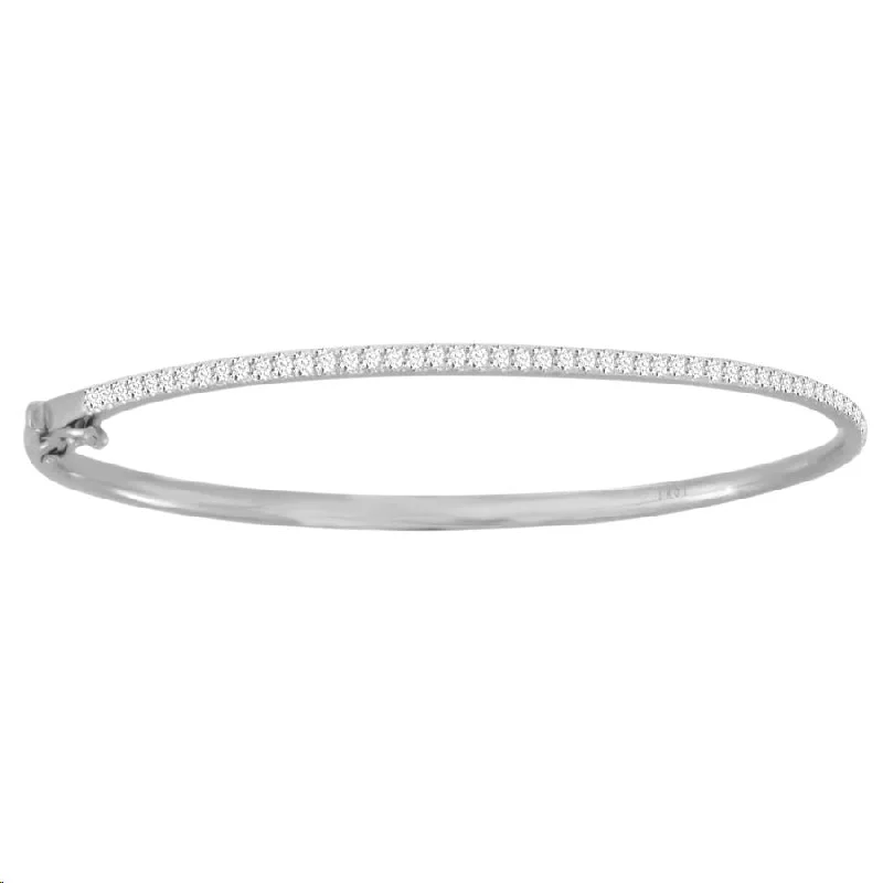 Multi-layered bangles for women-LADIES BANGLE 0.50CT ROUND DIAMOND 10K WHITE GOLD