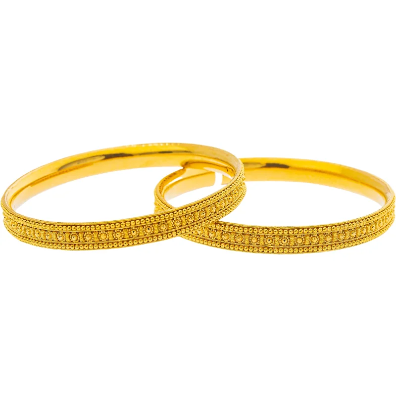 Vintage-style ladies bangles for weddings-22K Yellow Gold Bangle Set of 2 (43.2gm)