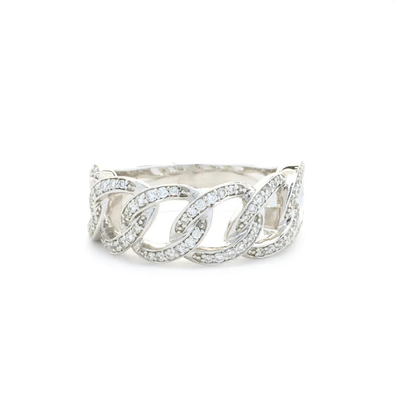 Affordable engagement rings with moissanite-14 Karat White Gold Diamond Circle Link Band