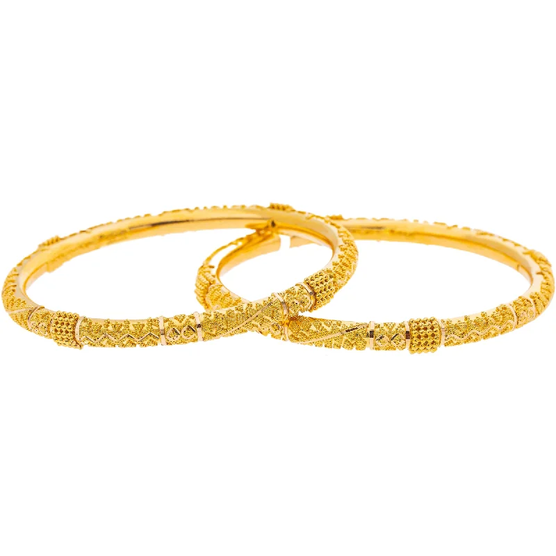 Modern ladies bangles with gemstones-22K Yellow Gold Bangle Set of 2 (35.4gm)