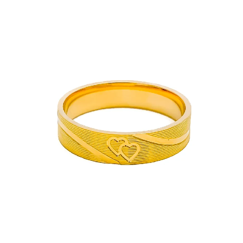 Unique wedding rings for women-Ornate Heart 22k Gold Band