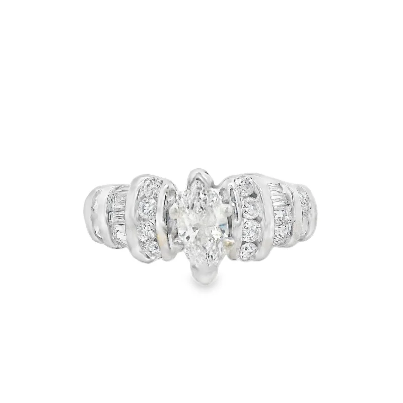 Trendy engagement rings with unique settings-14K Yellow Marquise Diamond 0.85Ct Contemporary Engagement Ring