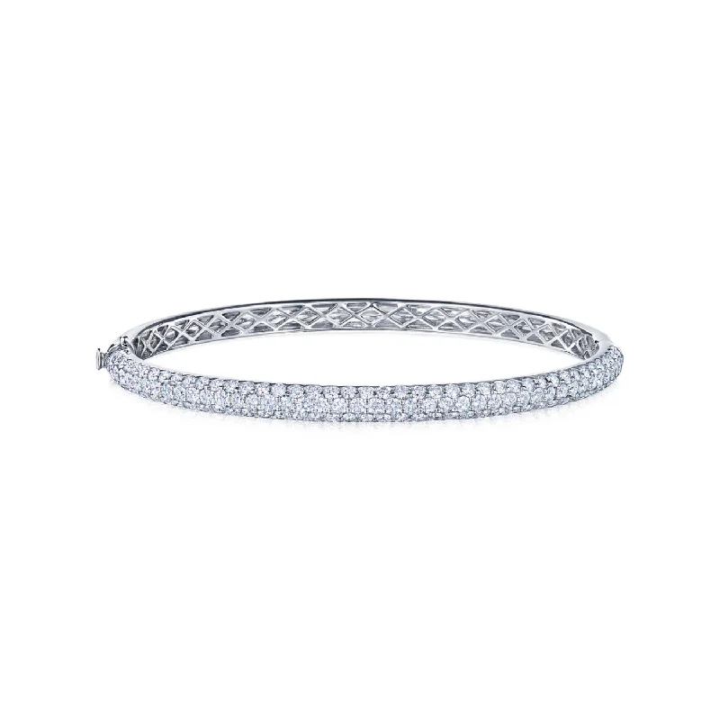 Exclusive design bracelets for ladies-Three-Row Bangle with Pavé Diamonds