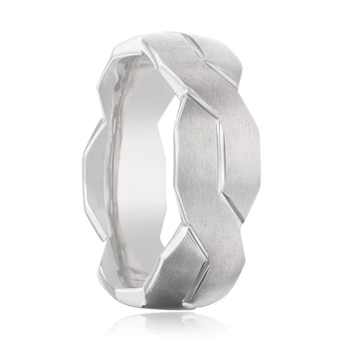 Elegant platinum rings for women-ENDURE | Titanium Ring Interlocking Infinity Symbol