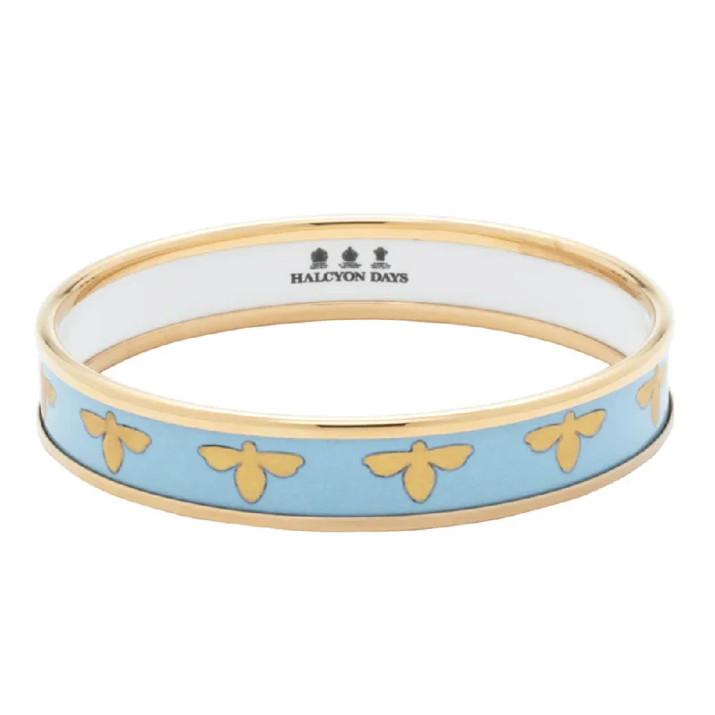 Colorful bangles with stones-Halcyon Days 1cm Bee Forget-Me-Not & Gold Enamel Bangle