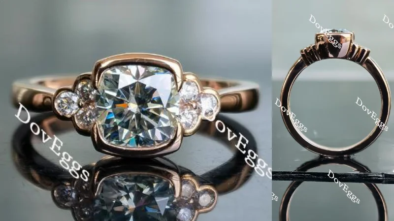 Vintage-inspired engagement rings for women-Doveggs side stones colored moissanite/colored gem engagement ring