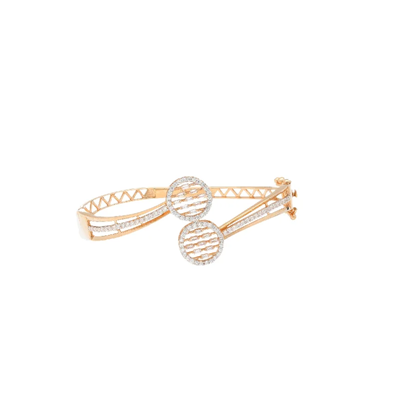 Trendy ladies bangles with stones-18K Rose Gold & CZ Bangle (12.5gm)