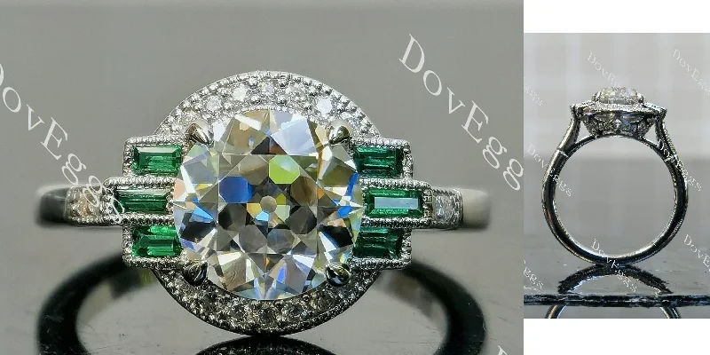 Engagement rings with multi-stone settings-Doveggs round halo atr deco moissanite engagement ring