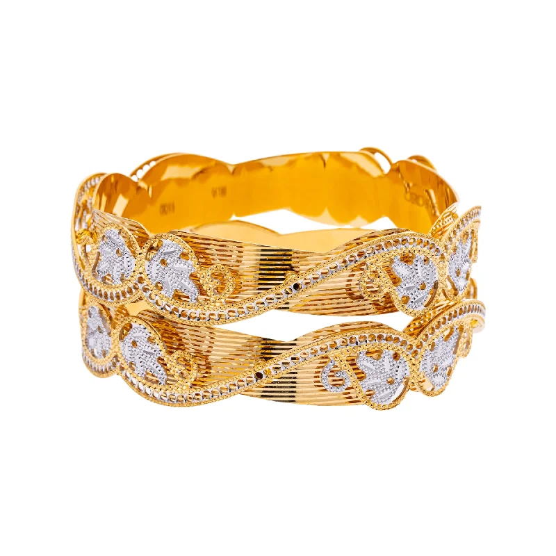 Trendy bangles with charms for women-22K Yellow & White Gold Bangle Set of 2 in Size 2.6 (70.1 gm)