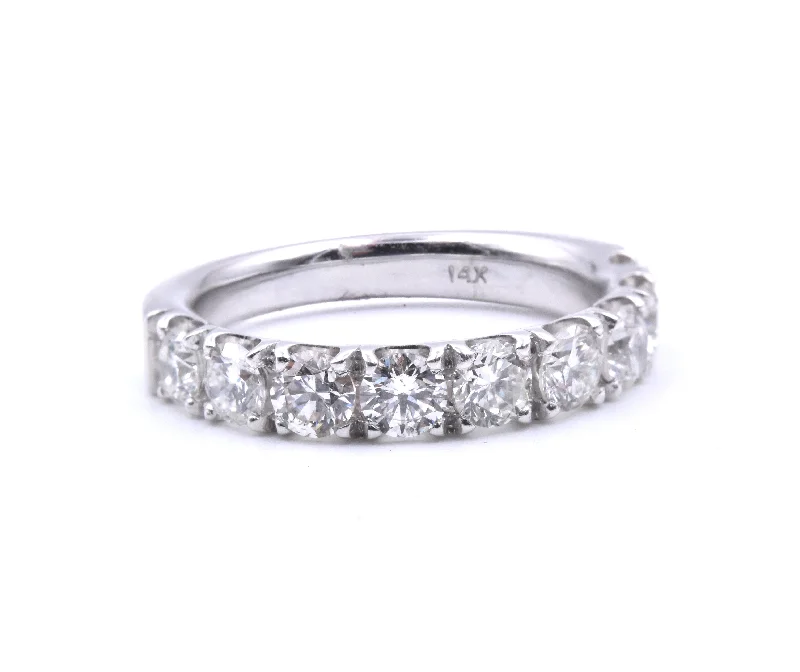 Custom engagement rings with colored diamonds-14 Karat White Gold Diamond Band