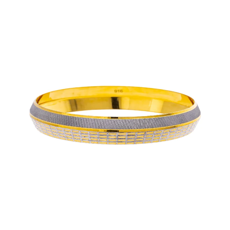 High-quality gemstone bangles-22K Yellow & White Gold Kada Bangle in Size 2.11 (39.25 gm)