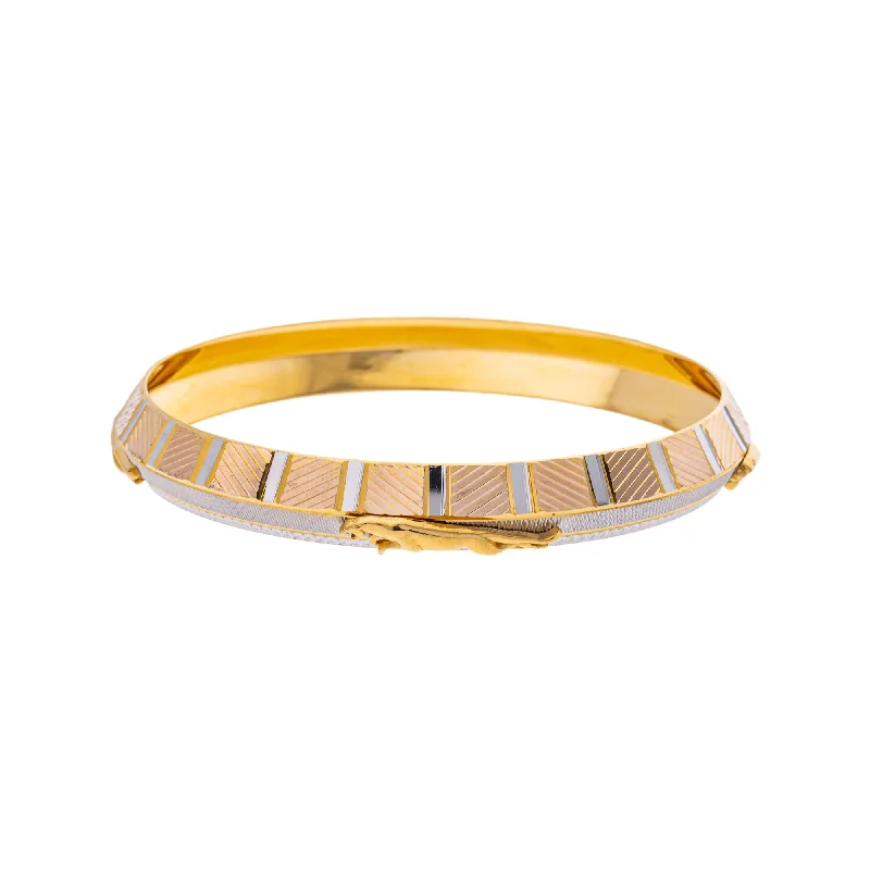 Large statement bracelets for women-22K Yellow & White Gold Kada Bangle in Size 2.8 (36.3gm)