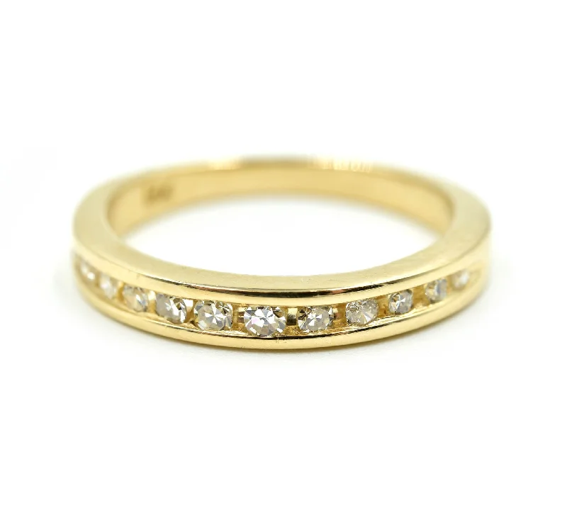 Affordable engagement rings for small budgets-Diamond Channel Set Wedding Band 14k Yellow Gold