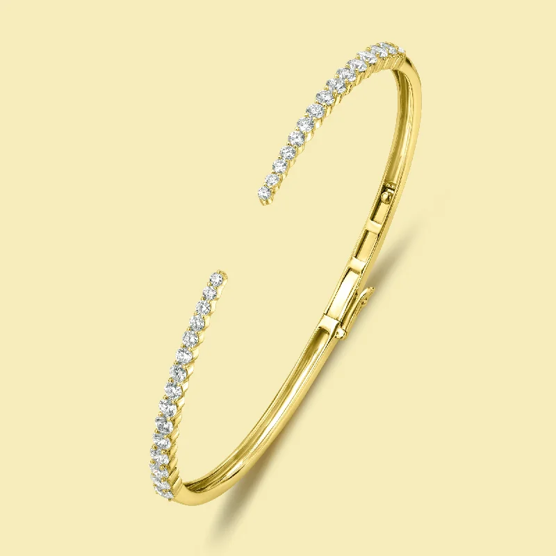 Handmade diamond bracelets for women-The Audrey, Graduated Open Cuff Diamond Bangle