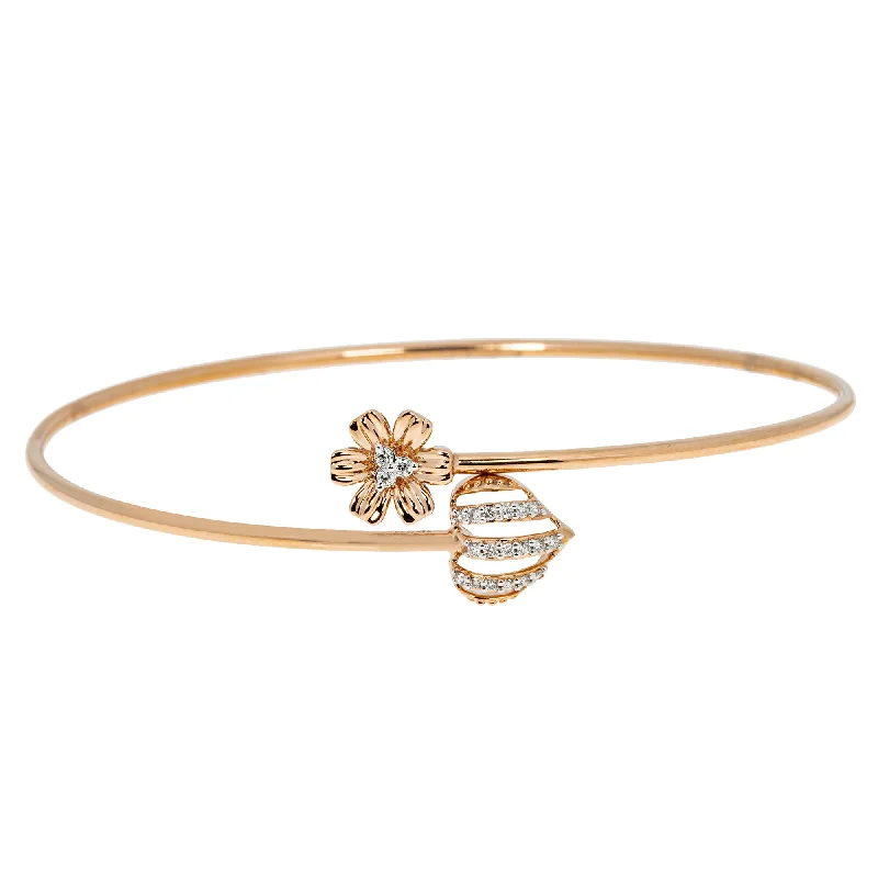 Trendy bangles with charms for women-18K Rose Gold & 0.10 ct Diamond Bangle (3.87 grams)