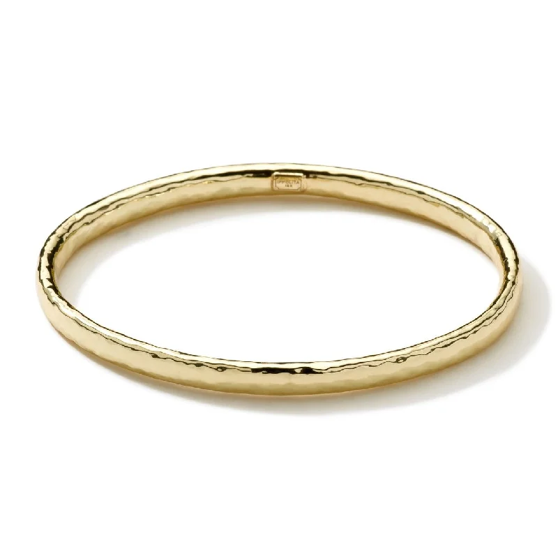 Stylish bangles for everyday wear-Hammered Flat Bangle in 18K Gold