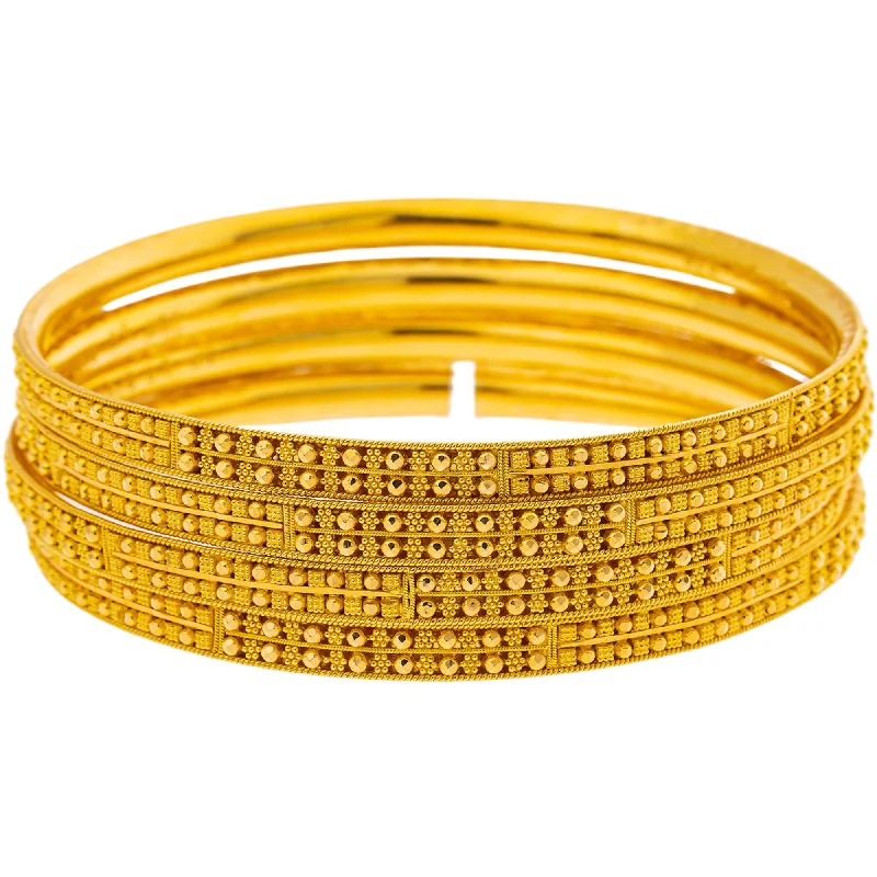 Elegant diamond ladies bangles-22K Yellow Gold Bangle Set of 4 (57.7gm)