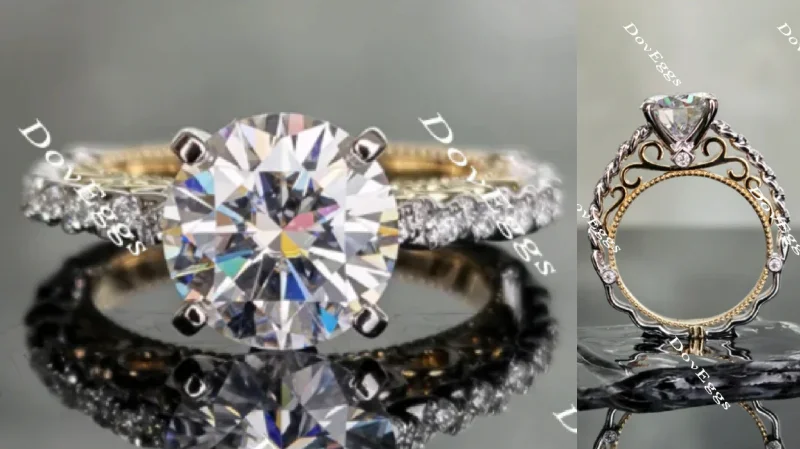 Custom-designed engagement rings with intricate details-Doveggs round Vintage moissanite engagement ring