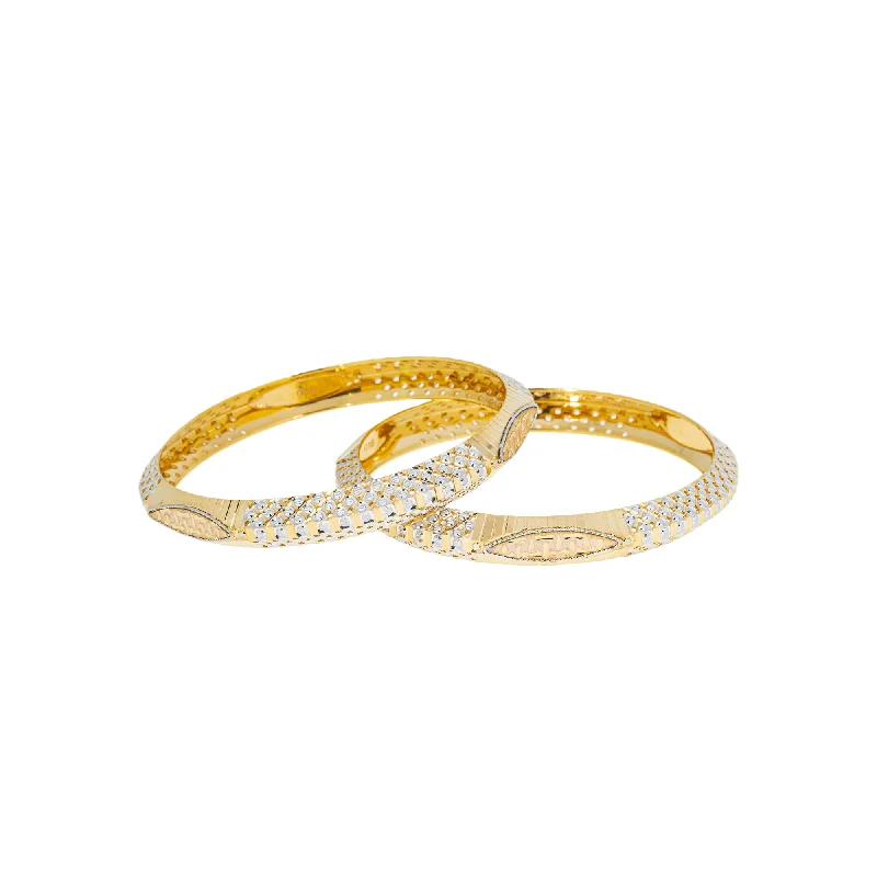 Classic gold bracelets for women-22K Multi-Tone Gold Bangle Set of 2 (54.7gm)