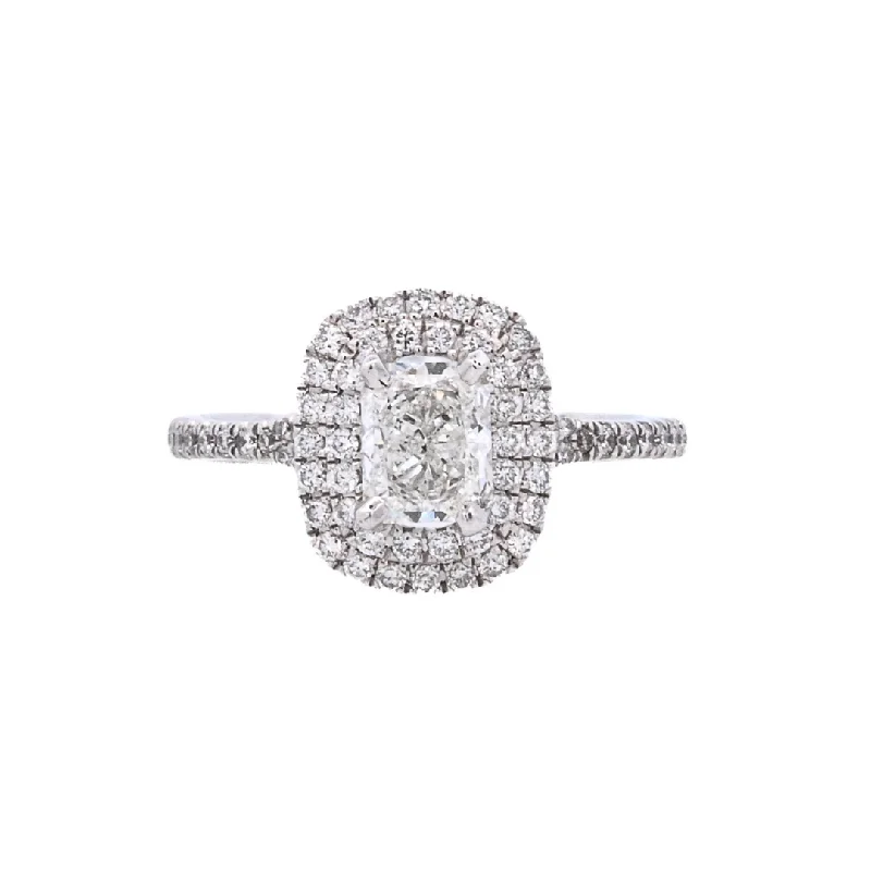 Princess cut engagement rings with diamonds-14K White Oval Diamond 0.76Ct Halo Engagement Ring