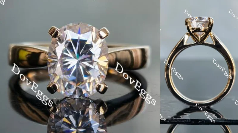 Affordable custom engagement rings-Doveggs oval solitaire moissanite engagement ring