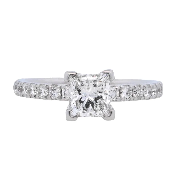 Custom-designed engagement rings with intricate details-14K White Princess Diamond 0.45Ct Solitaire Engagement Ring