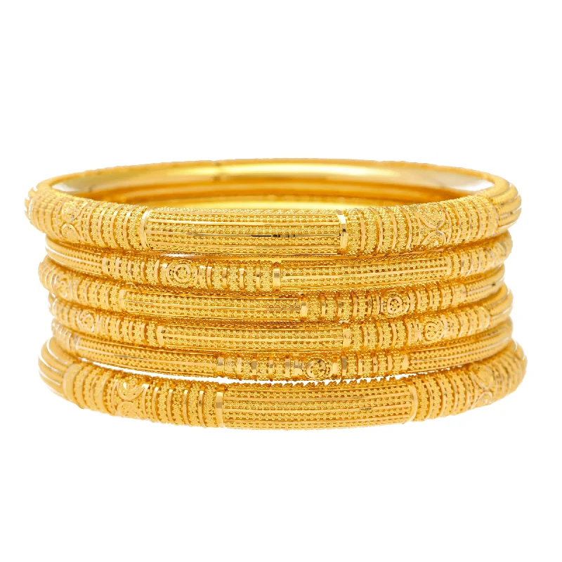 Beautifully crafted ladies bangles-22K Yellow Gold Bangle Set of 6 (113.1gm)