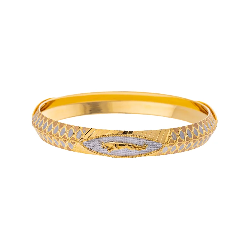 Exclusive design bracelets for ladies-22K Yellow & White Gold Kada Bangle in Size 2.11 (37.2gm)