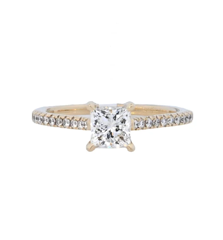 Simple and elegant engagement rings for women-14K Yellow Princess Diamond 0.75Ct Solitaire Engagement Ring