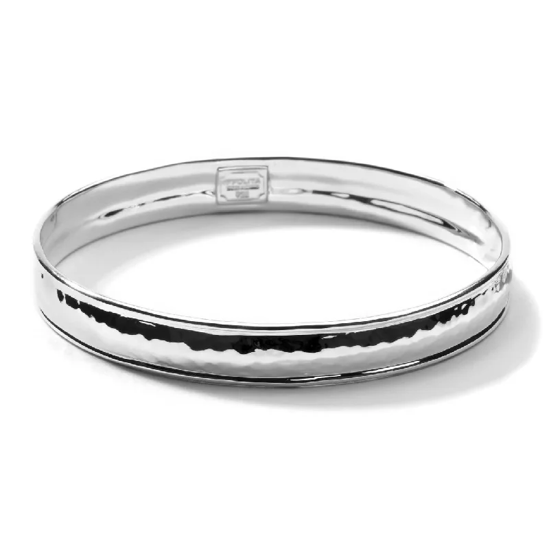 Colorful bangles for fashion-Goddess Flat Bangle in Sterling Silver