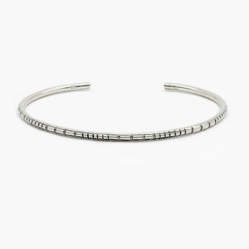 Unique bangle bracelets with colors-Navajo "Aztec" Silver Bangle