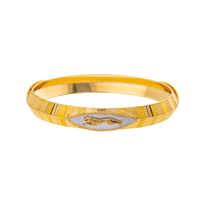 Bridal bangles for weddings-22K Yellow & White Gold Kada Bangle in Size 2.11 (38.4gm)