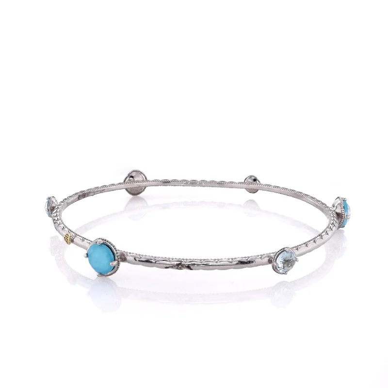 Custom design bracelets for ladies-Tacori Island Rains Two-Tone Neo-Lite Aquamarine Bangle