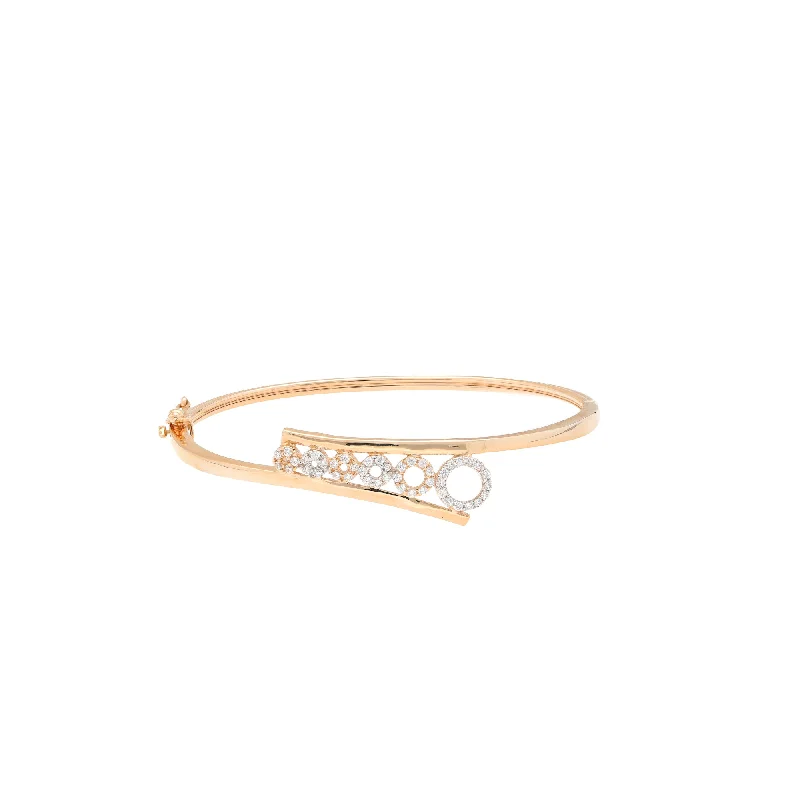 Modern bangle bracelets for women-18K Rose Gold & CZ Bangle (8.7gm)