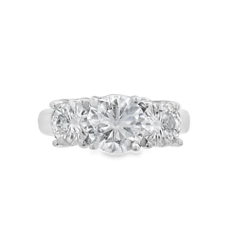 Engagement rings with modern minimalist bands-14K White Round Diamond 1.25Ct 3 Stone Engagement Ring