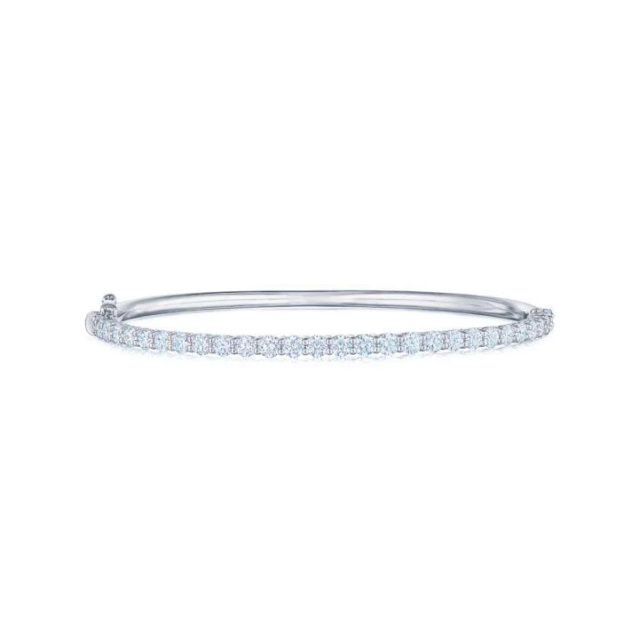 Elegant tennis bracelets for ladies-Round Diamond Bangle